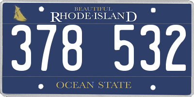 RI license plate 378532