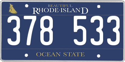 RI license plate 378533