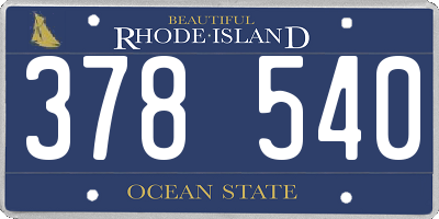 RI license plate 378540