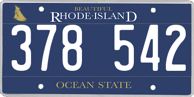 RI license plate 378542
