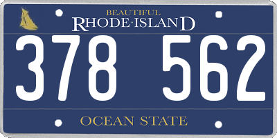 RI license plate 378562
