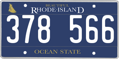 RI license plate 378566