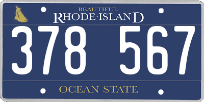 RI license plate 378567