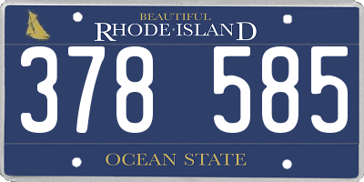RI license plate 378585