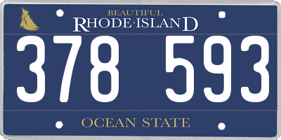 RI license plate 378593