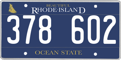 RI license plate 378602