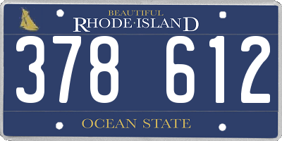 RI license plate 378612