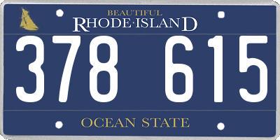 RI license plate 378615