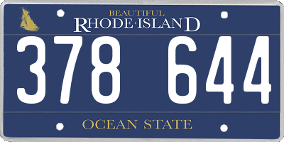RI license plate 378644