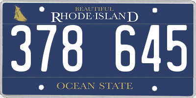 RI license plate 378645