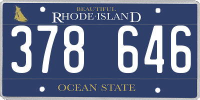 RI license plate 378646