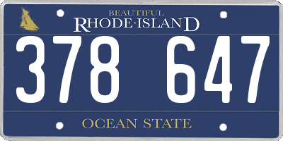 RI license plate 378647