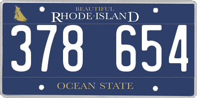RI license plate 378654