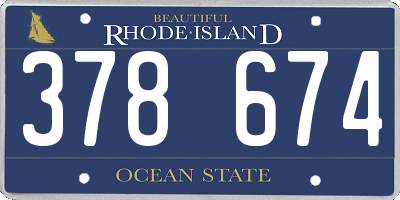 RI license plate 378674