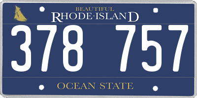 RI license plate 378757