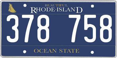 RI license plate 378758