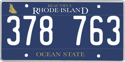 RI license plate 378763