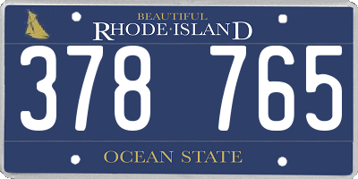 RI license plate 378765