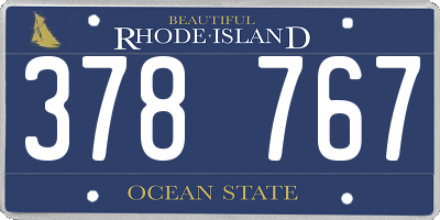 RI license plate 378767