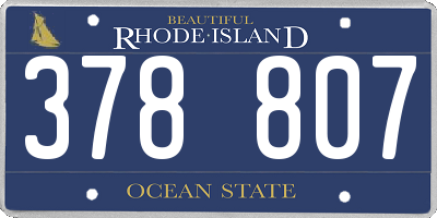RI license plate 378807