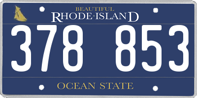 RI license plate 378853