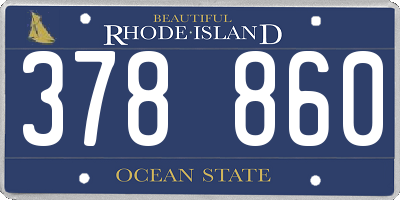 RI license plate 378860
