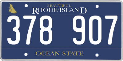 RI license plate 378907