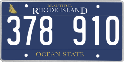 RI license plate 378910