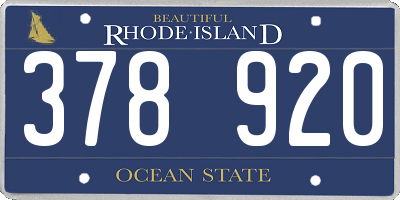 RI license plate 378920