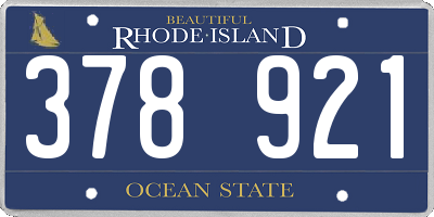 RI license plate 378921
