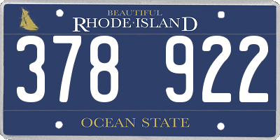 RI license plate 378922