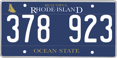 RI license plate 378923