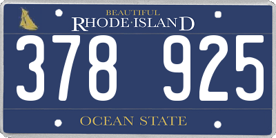 RI license plate 378925