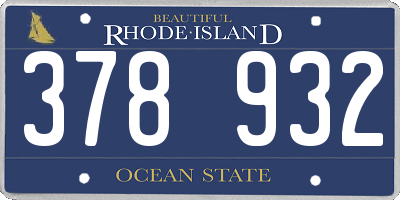 RI license plate 378932