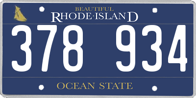 RI license plate 378934