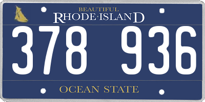RI license plate 378936