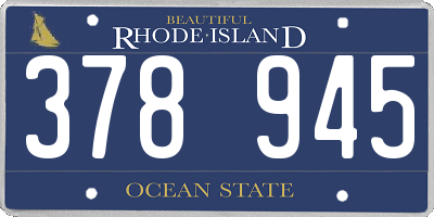RI license plate 378945