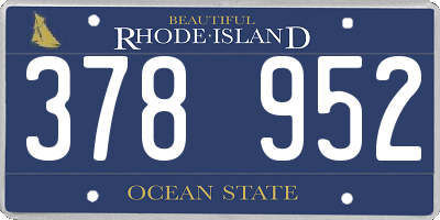 RI license plate 378952