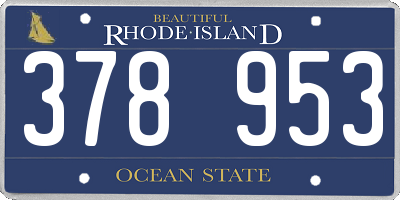 RI license plate 378953