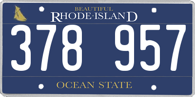 RI license plate 378957