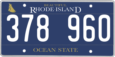 RI license plate 378960