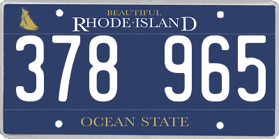 RI license plate 378965