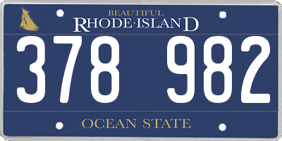 RI license plate 378982