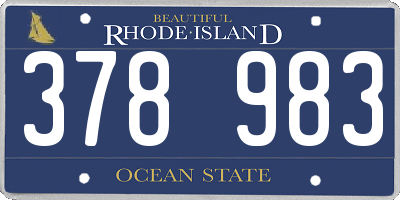 RI license plate 378983
