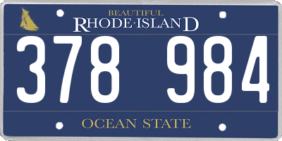 RI license plate 378984