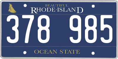 RI license plate 378985