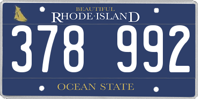 RI license plate 378992