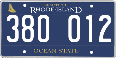 RI license plate 380012