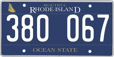 RI license plate 380067
