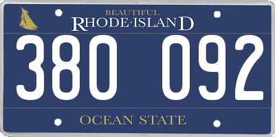 RI license plate 380092